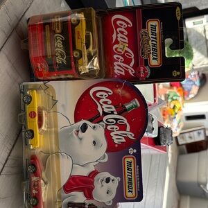 Coca Cola Matchbox Toy Cars - Red and Yellow